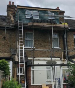 A new dormer roof extension being constructed by Southampton Roofers.