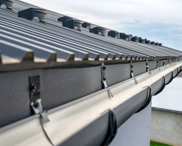 A close up view of a metal roof in Southampton.